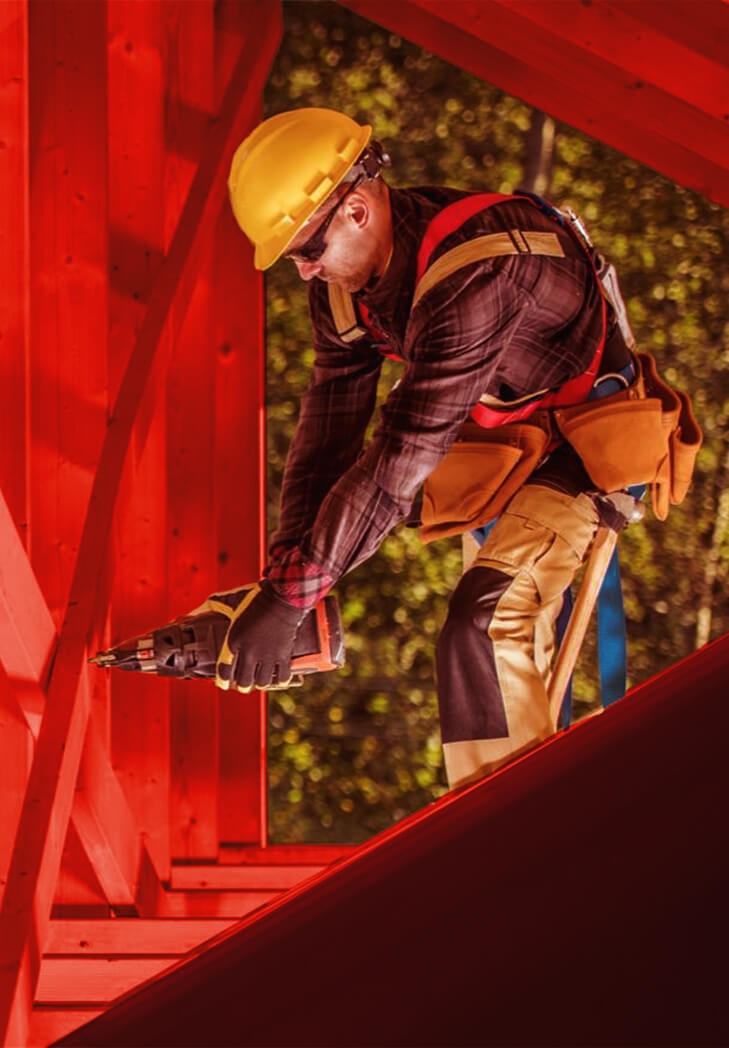 Construction worker framing building